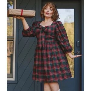 NWT Ivy City Co. MARGO SHORT DRESS IN GREEN PLAID sz 5X
